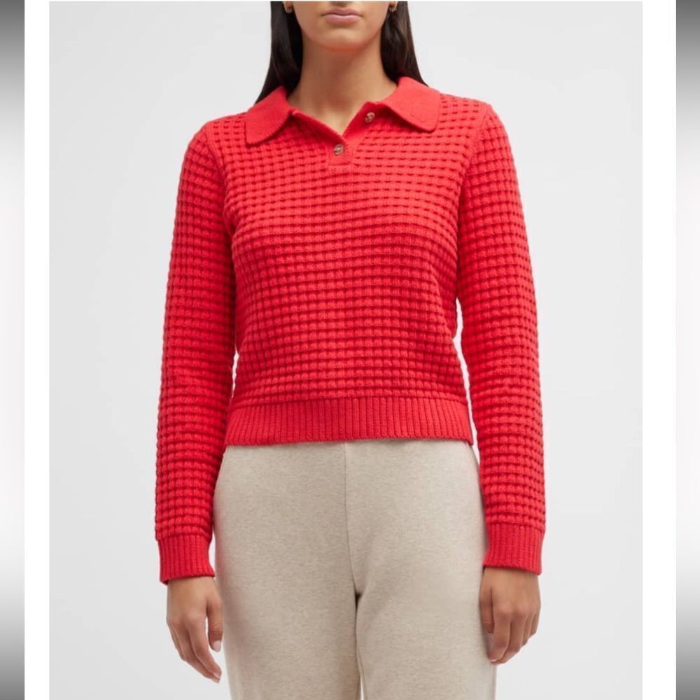 Onia Red Waffle Knit Sweater